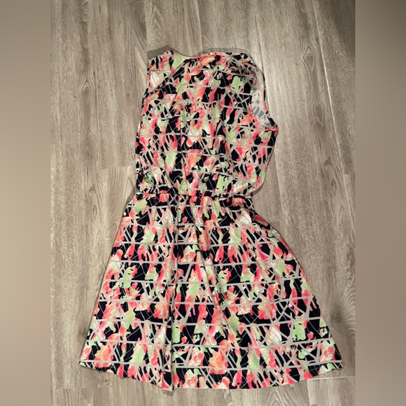 Multi-vibrant colour summer dress with front zipper and same material-belt - Picture 4 of 7